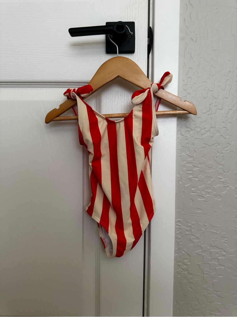 Kids Red and Cream Striped One-Piece Swimsuit